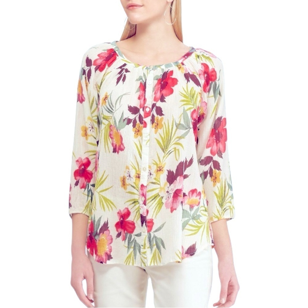 Chaps | NWT Tropical Floral Print Cotton Top S